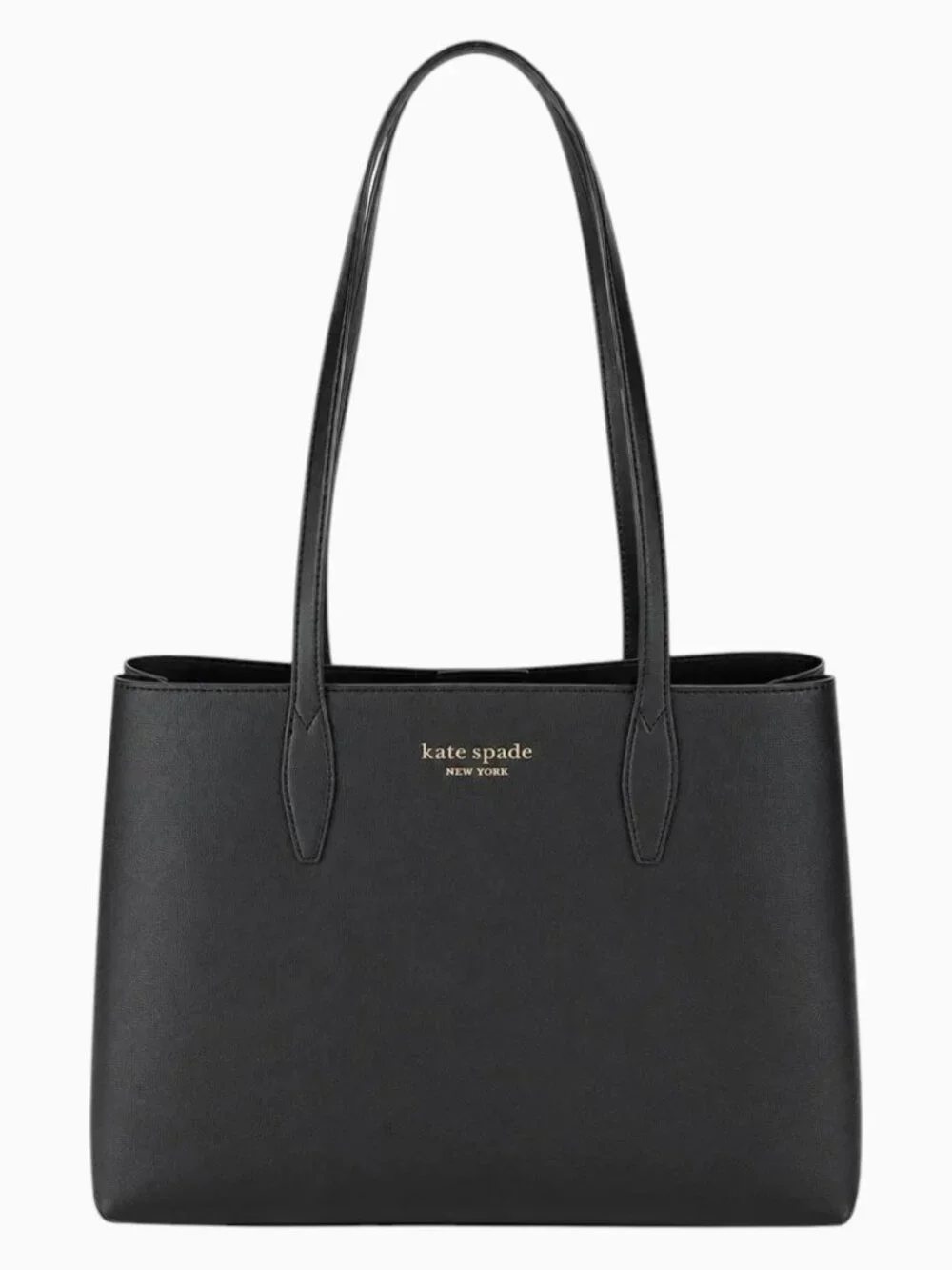 Kate Spade New York Black Tote Bag Gold Hardware, Snap Closure Inner Pockets